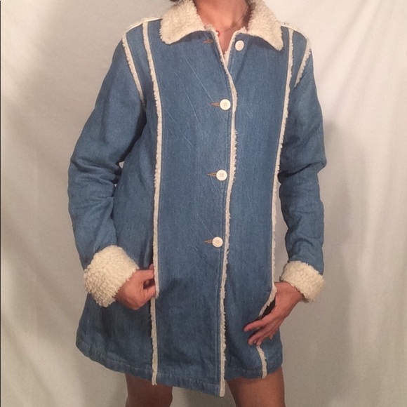 Selene Sport Jackets & Blazers - Vintage 70s 80s Blue Jacket w/ Faux Sheep fur Smal